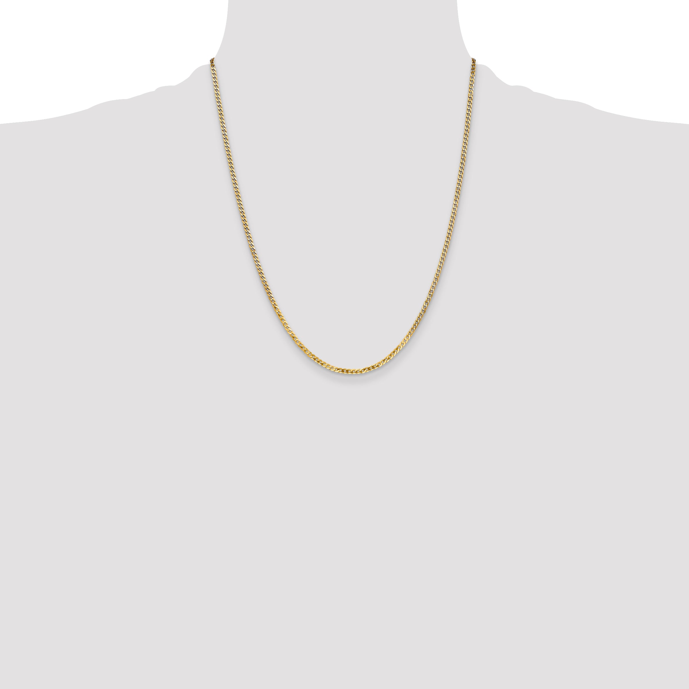 14k 2.2mm Flat Beveled Curb Chain