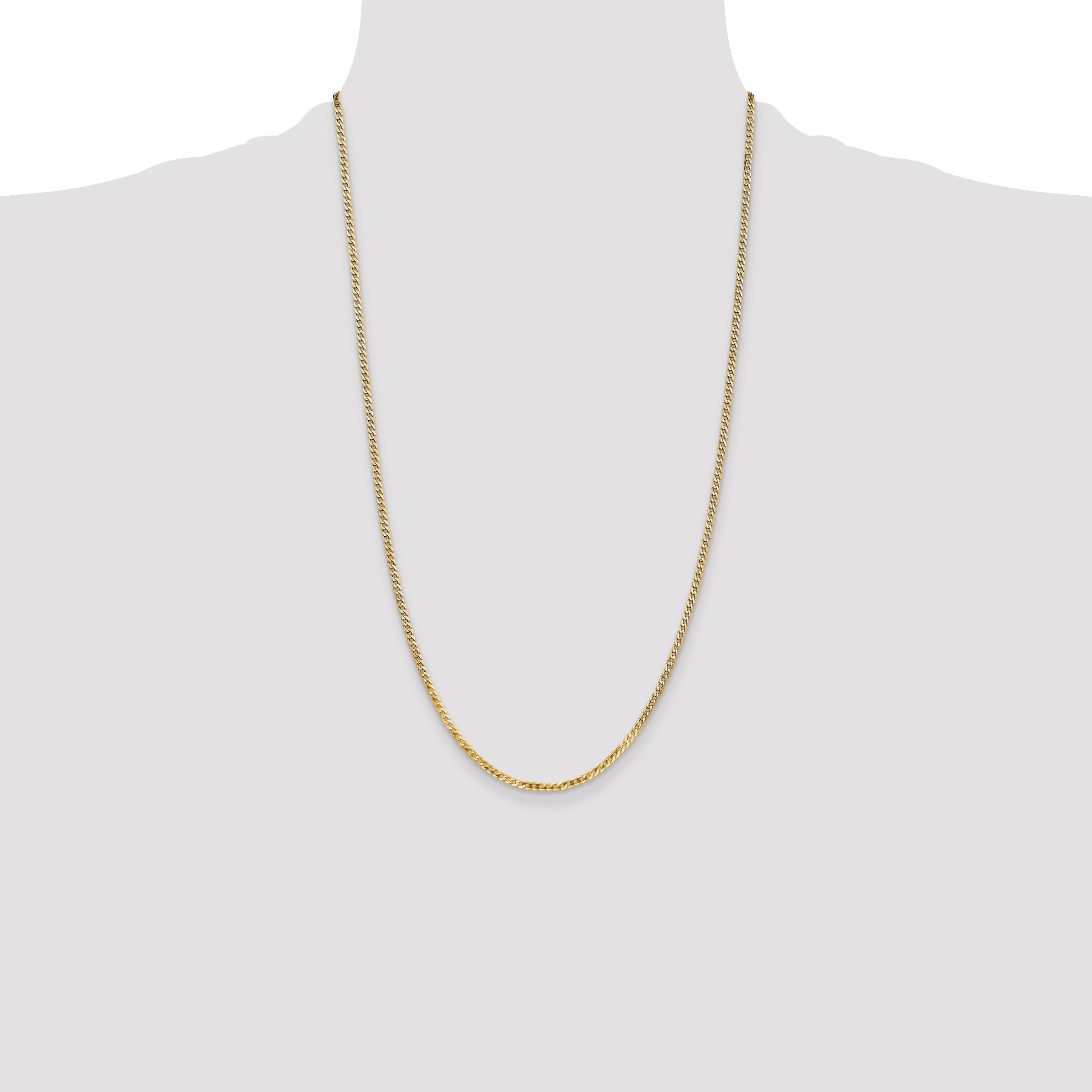 14k 2.2mm Flat Beveled Curb Chain