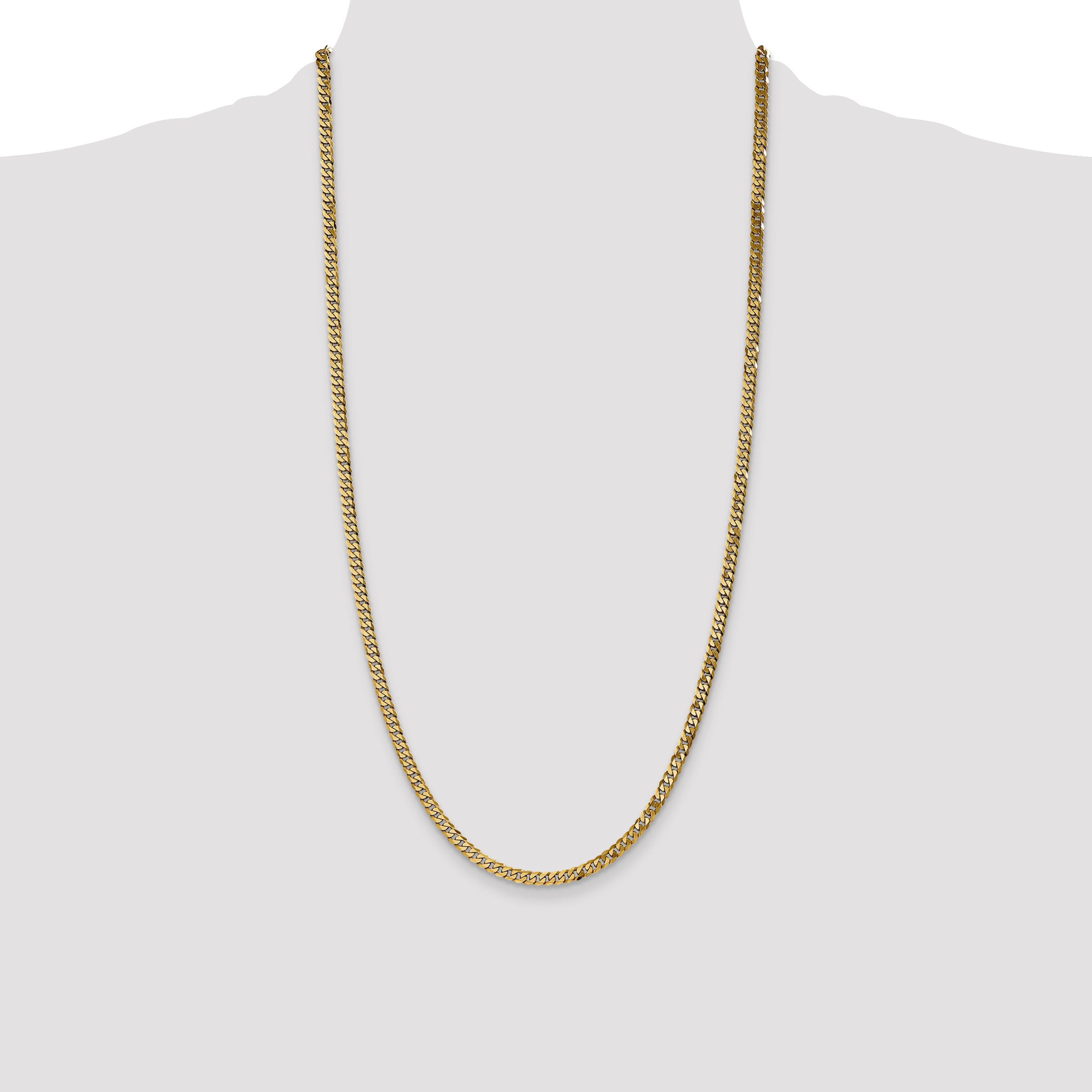 14k 3.9mm Flat Beveled Curb Chain