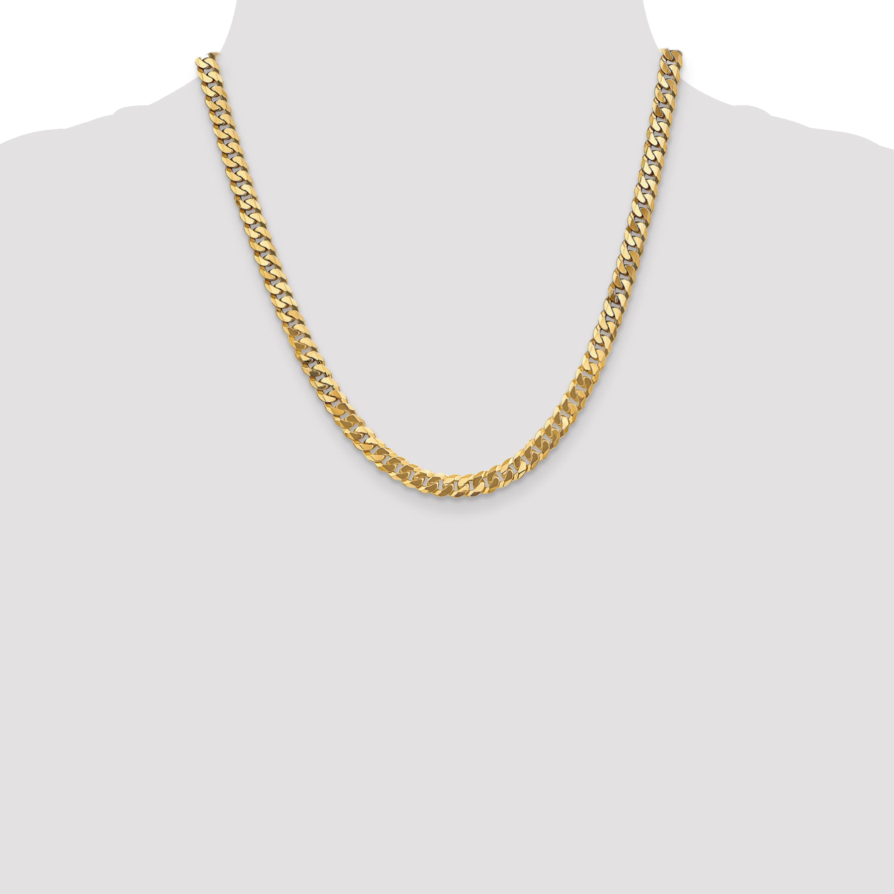 14k 6.25mm Flat Beveled Curb Chain