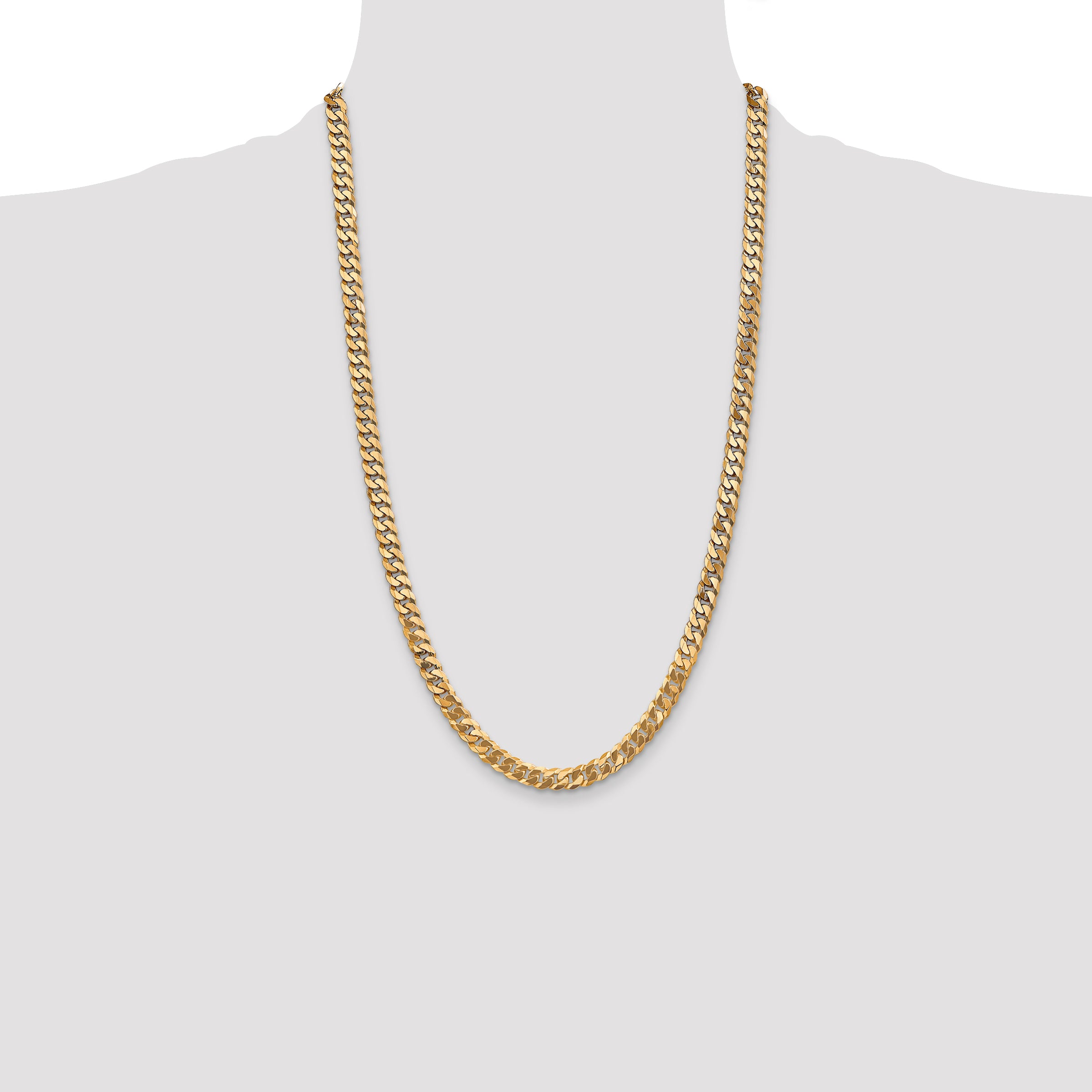 14k 6.25mm Flat Beveled Curb Chain
