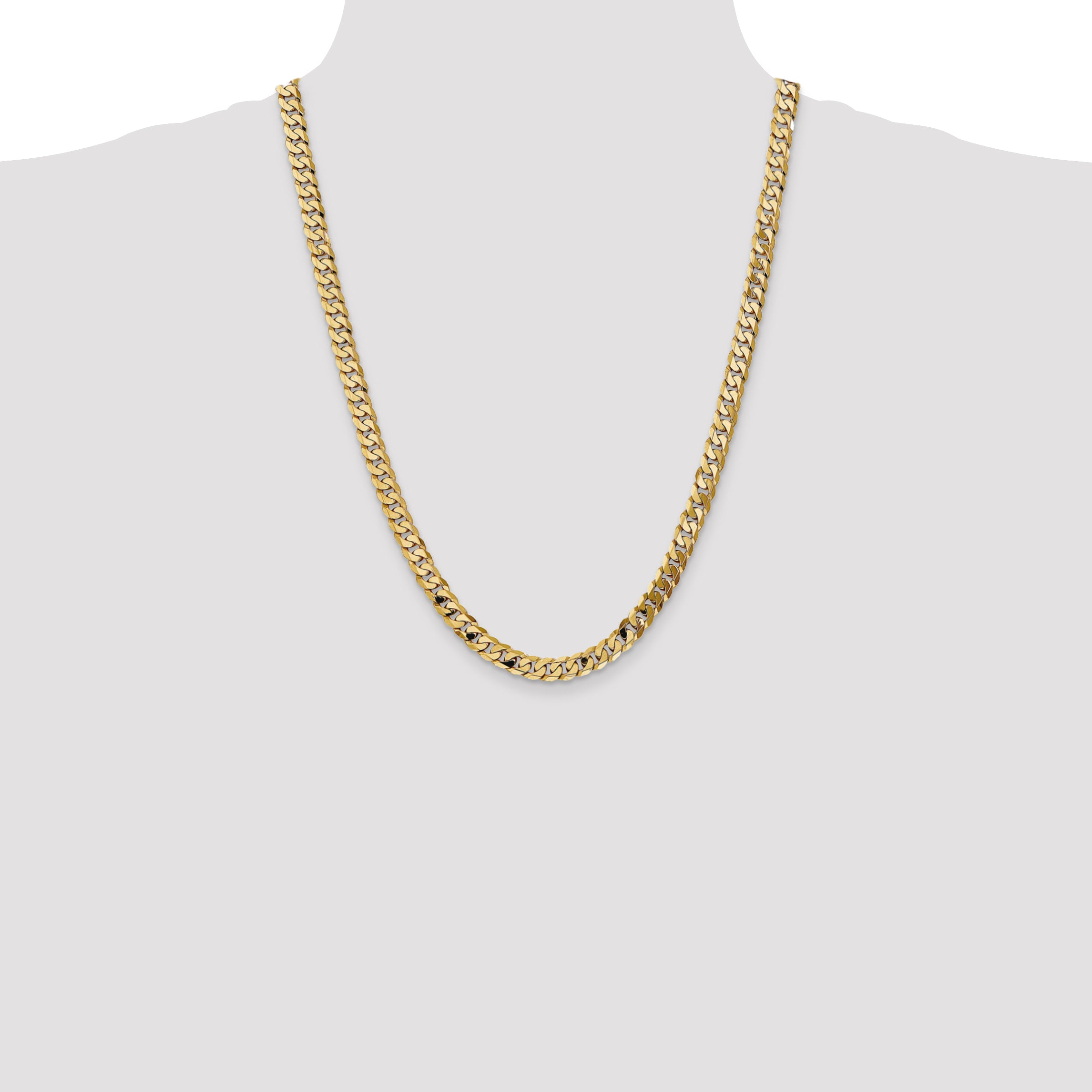 14k 7.25mm Flat Beveled Curb Chain