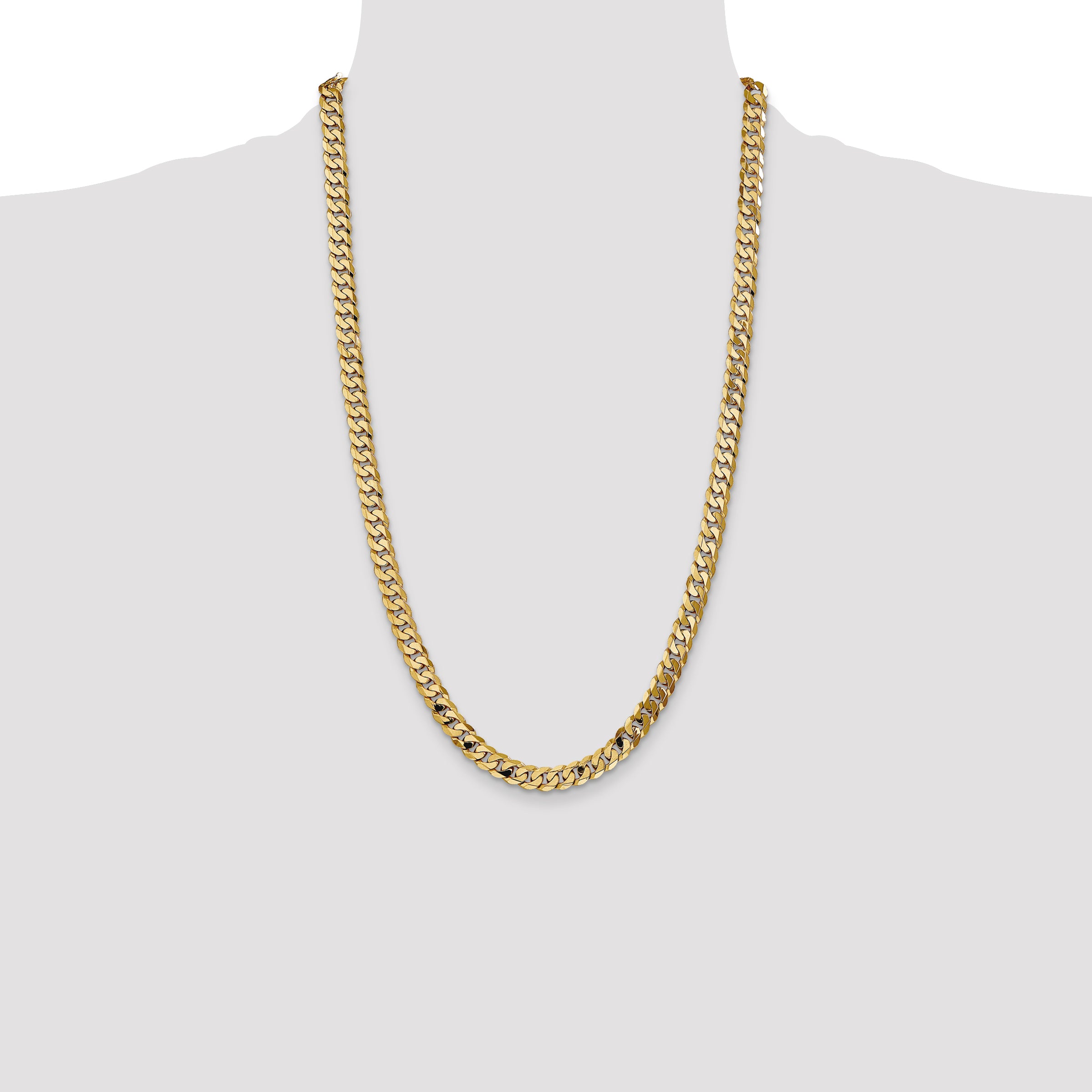 14k 7.25mm Flat Beveled Curb Chain
