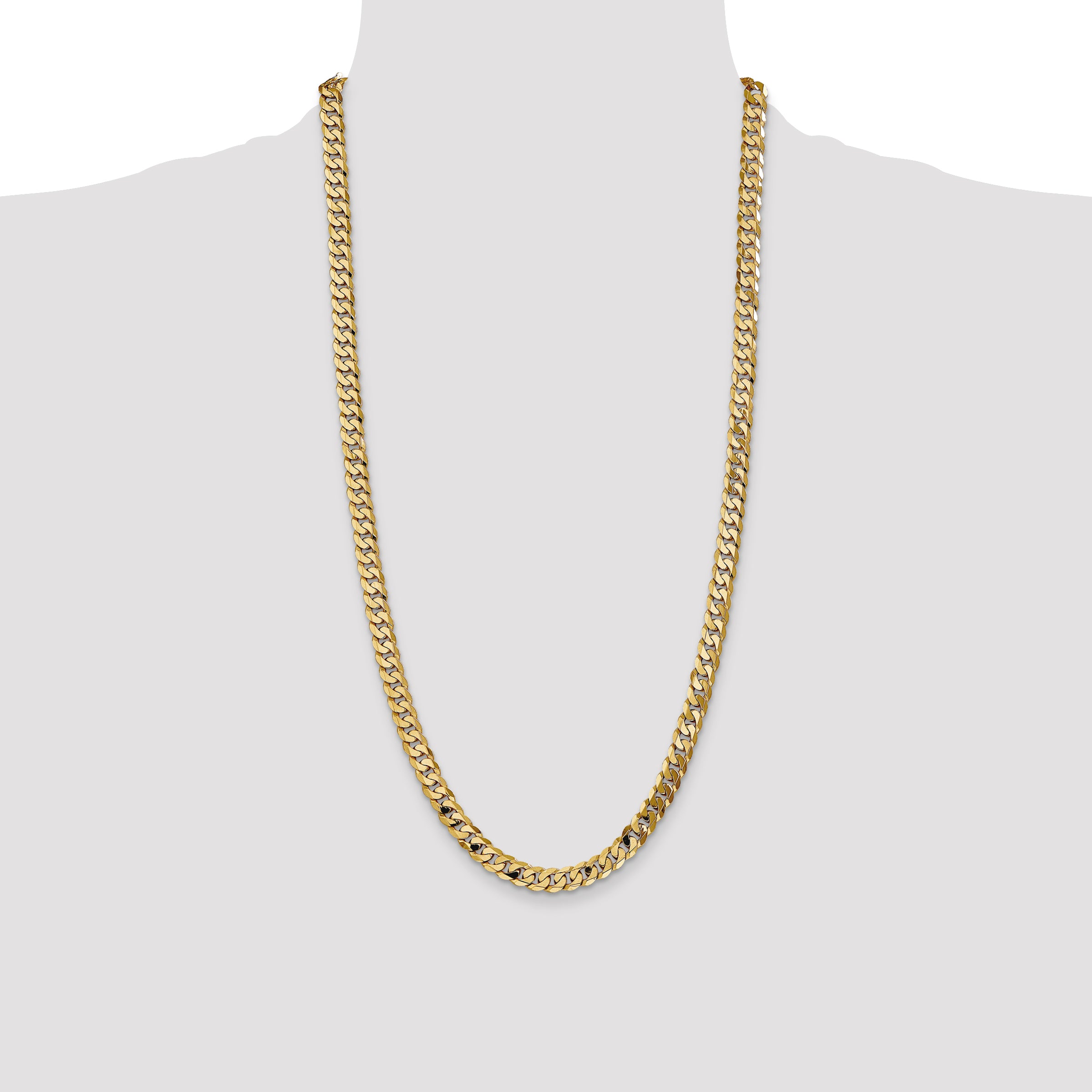 14k 7.25mm Flat Beveled Curb Chain