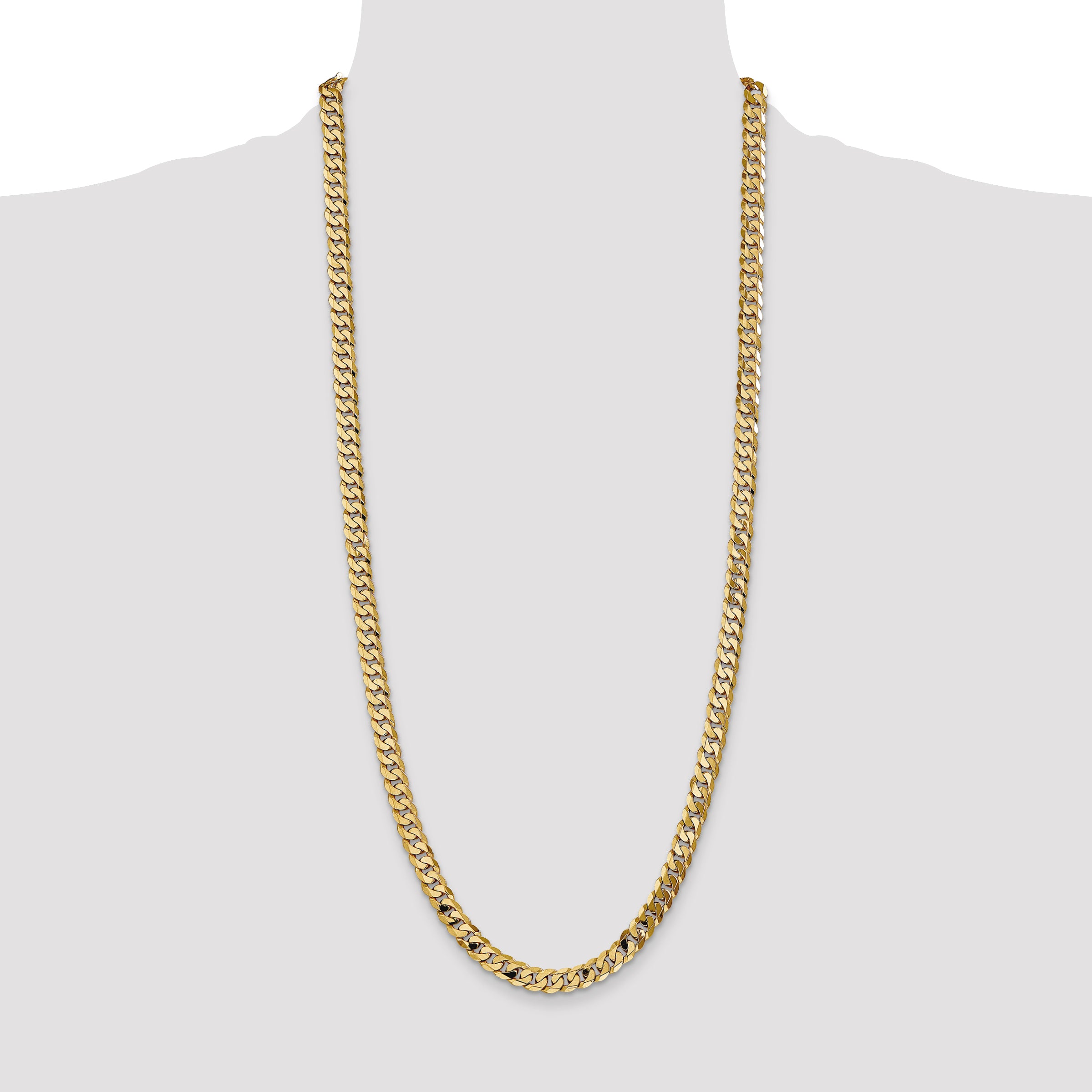 14k 7.25mm Flat Beveled Curb Chain