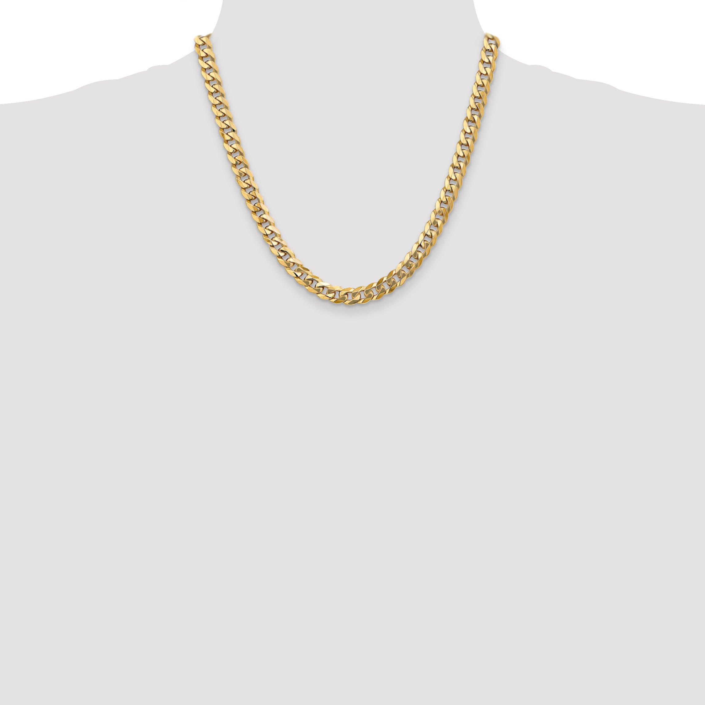 14k 8mm Flat Beveled Curb Chain