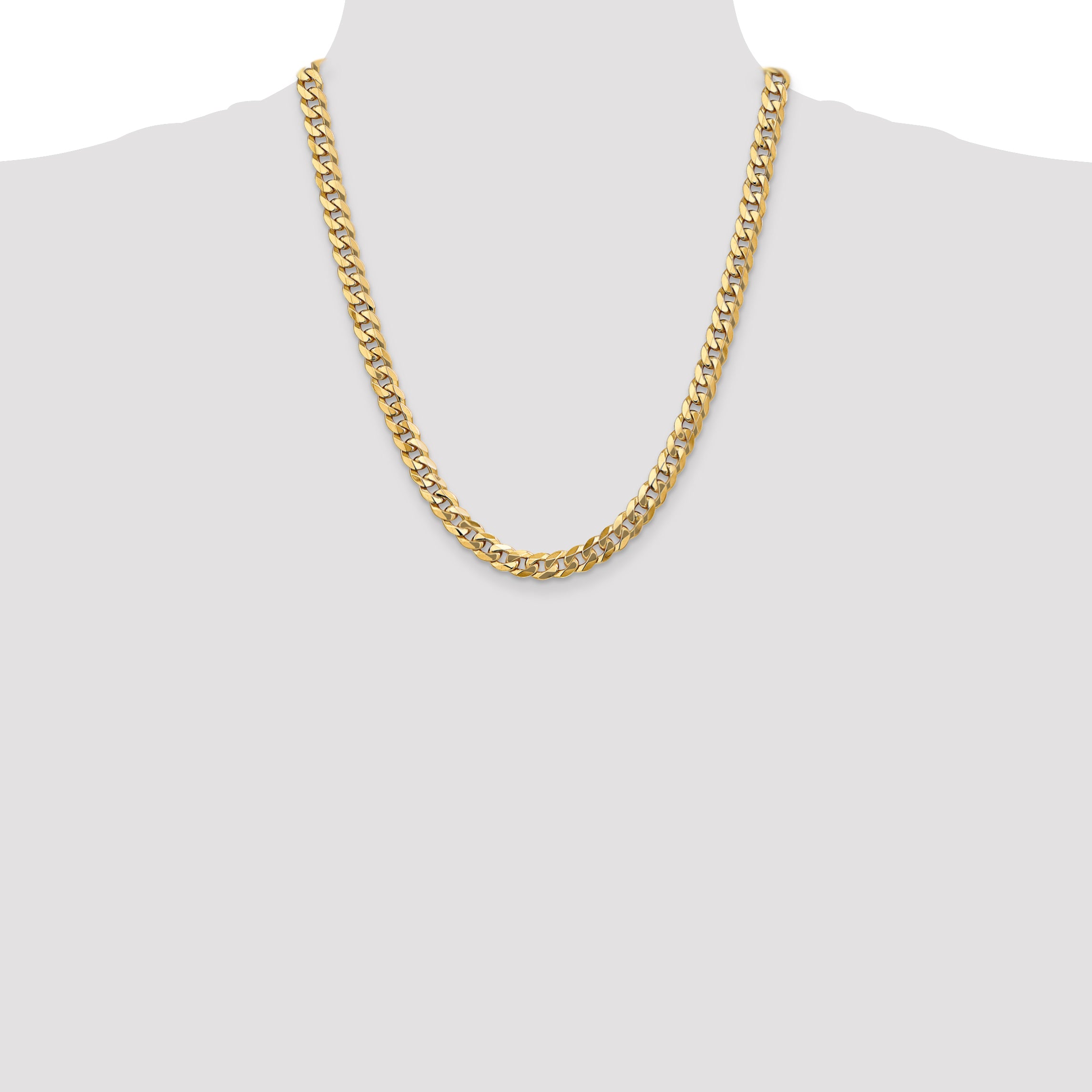 14k 8mm Flat Beveled Curb Chain