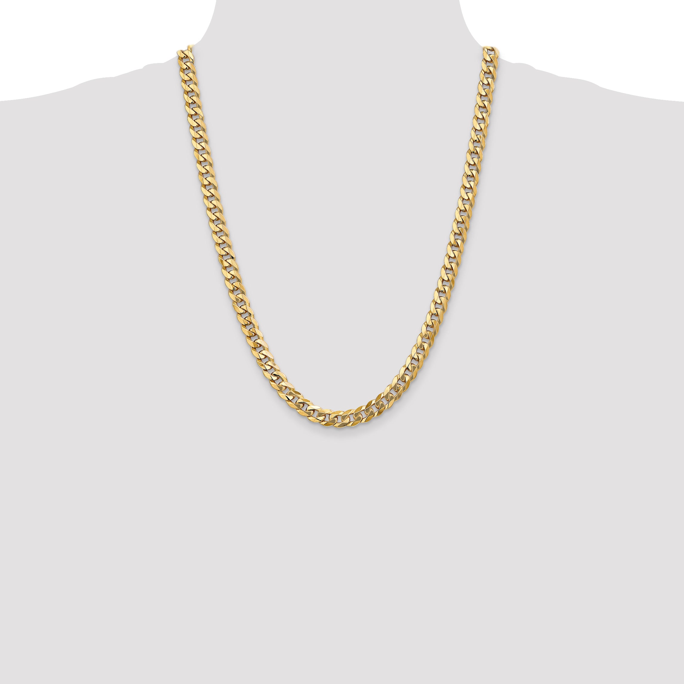 14k 8mm Flat Beveled Curb Chain