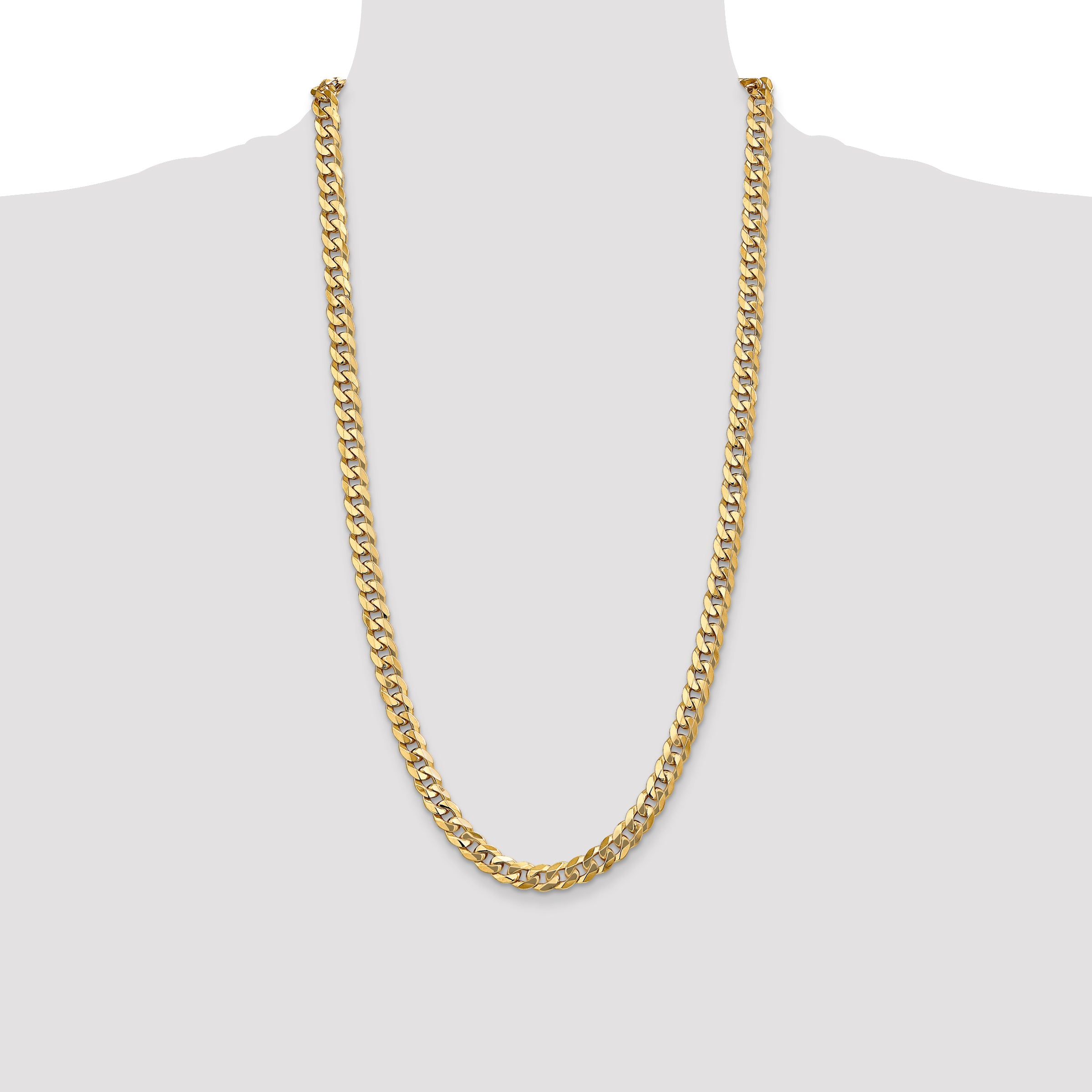 14k 8mm Flat Beveled Curb Chain
