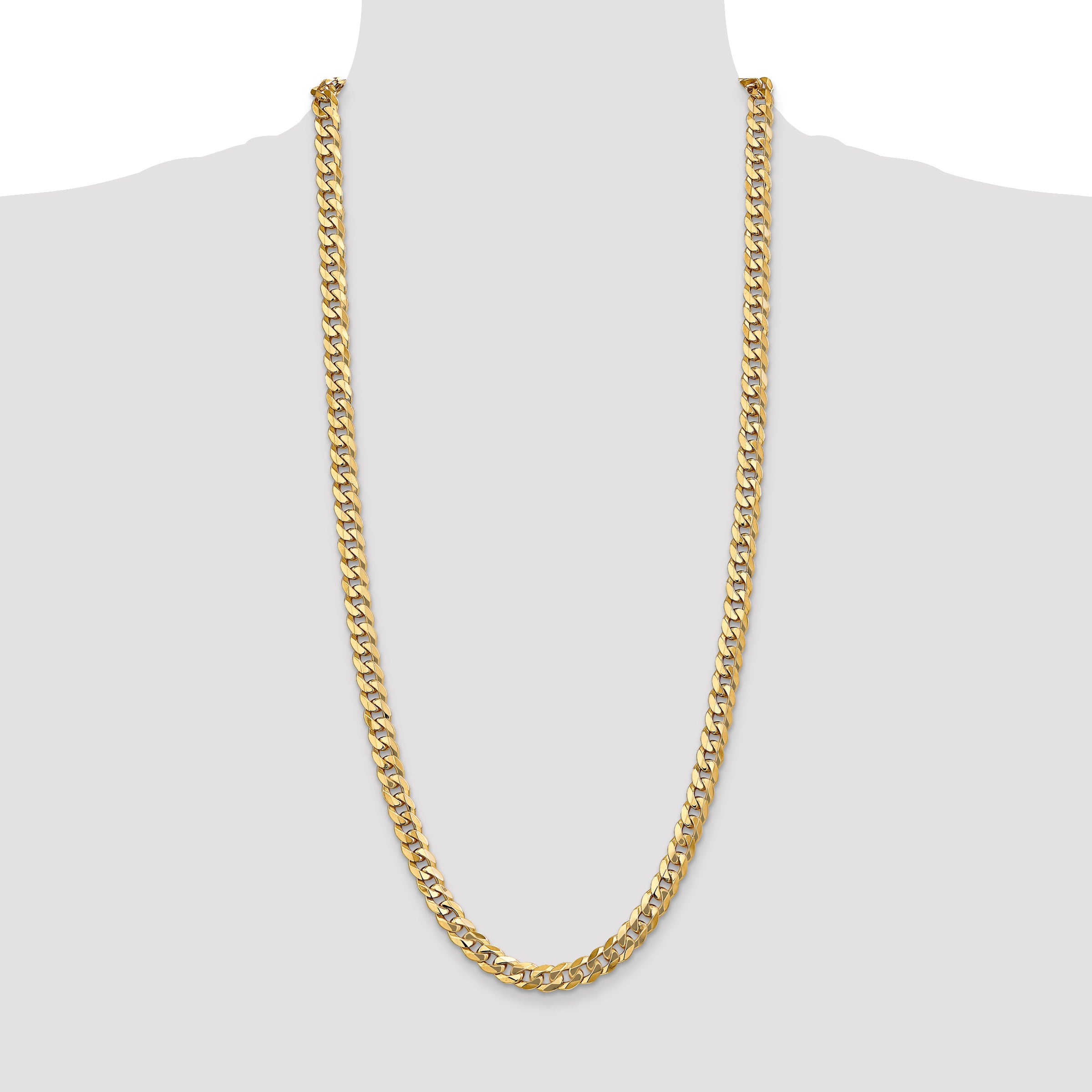 14k 8mm Flat Beveled Curb Chain
