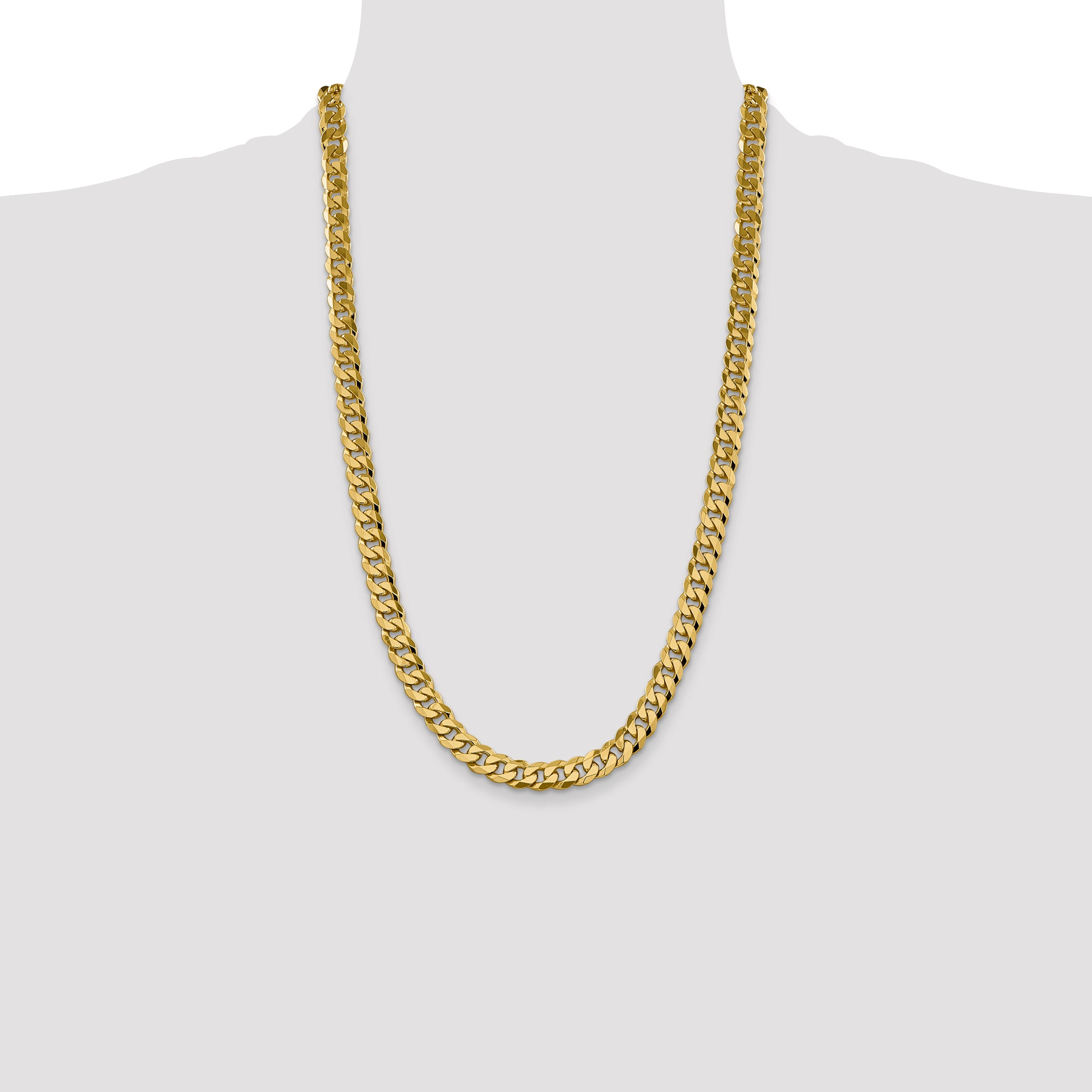 14k 8.5mm Flat Beveled Curb Chain