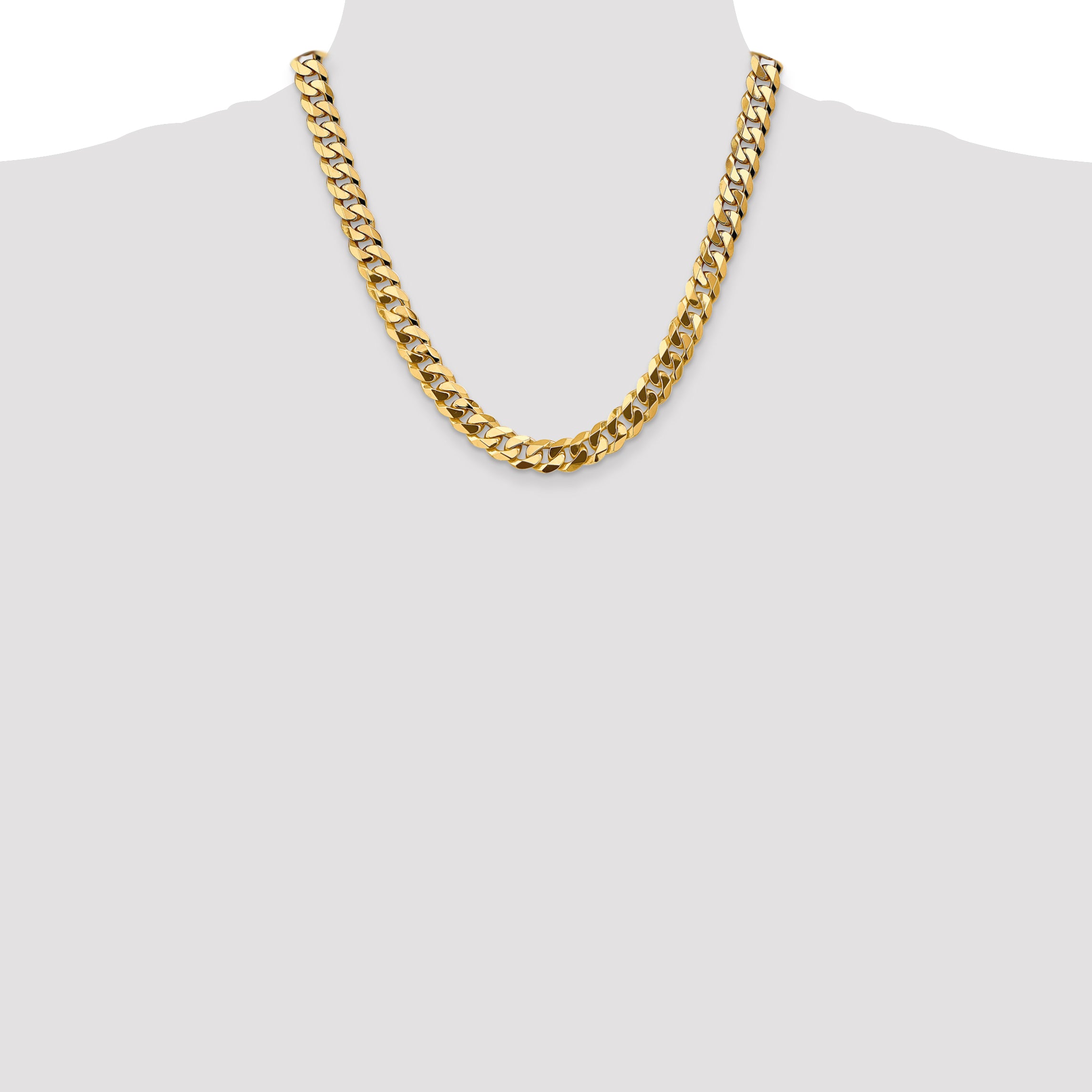 14k 9.5mm Flat Beveled Curb Chain