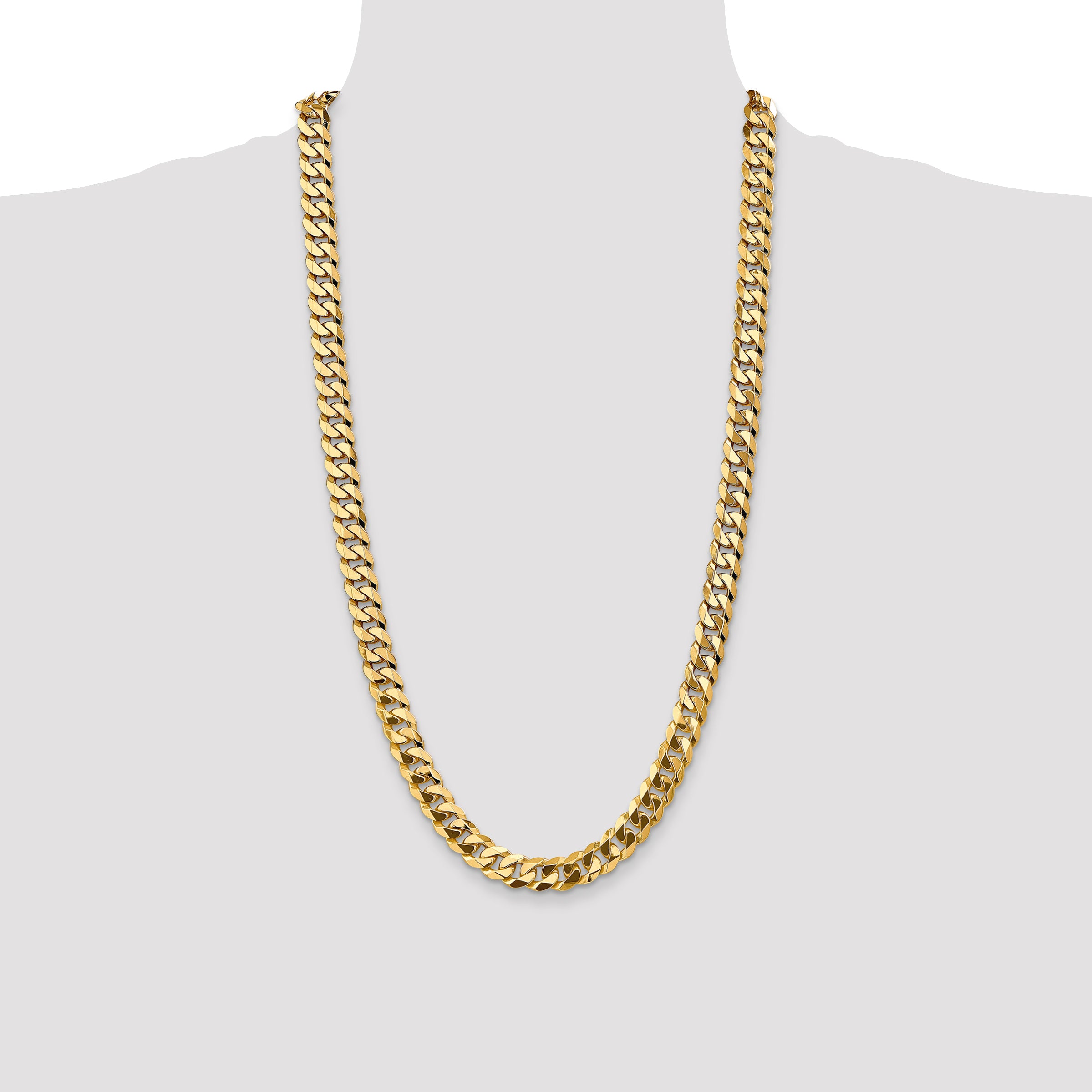 14k 9.5mm Flat Beveled Curb Chain