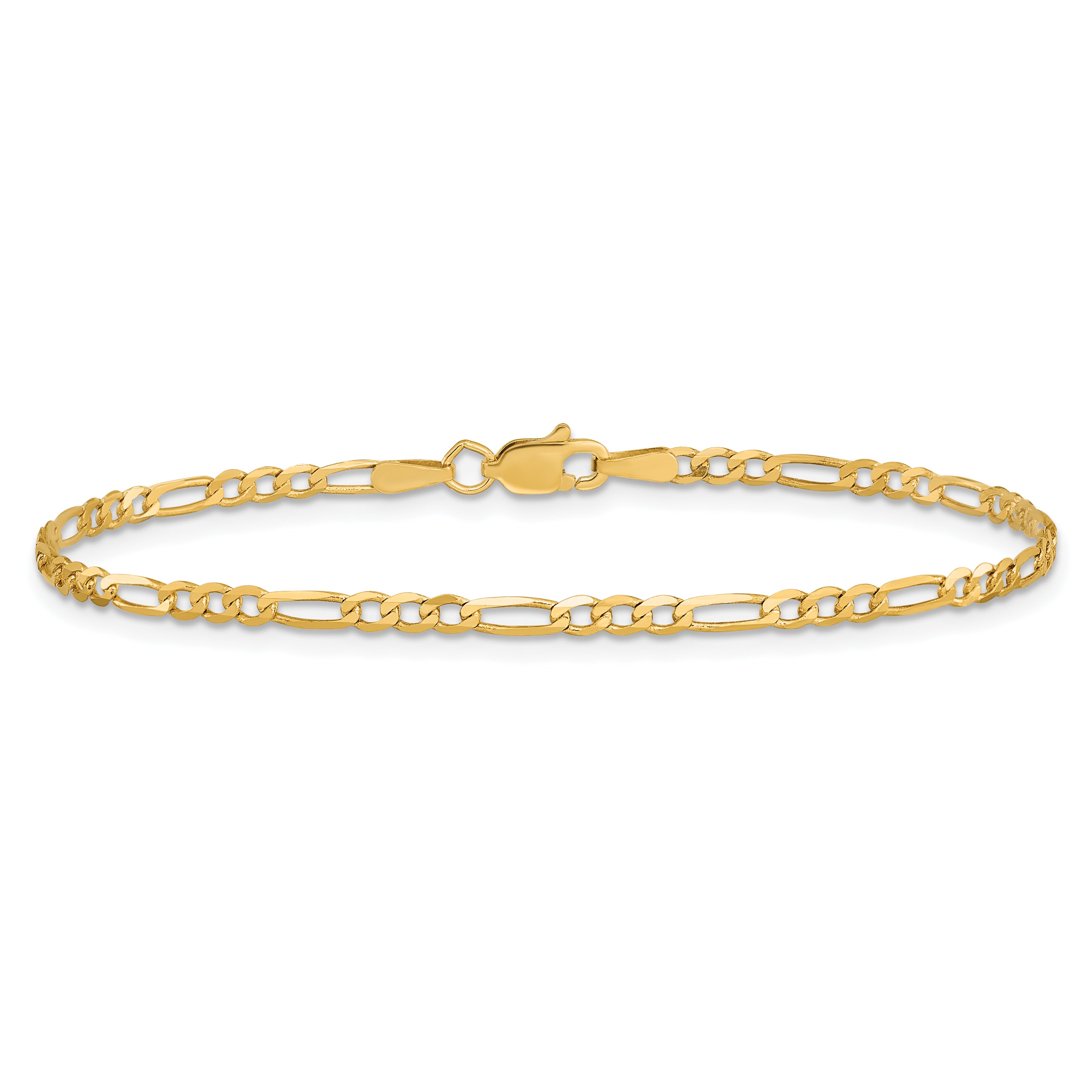 14k 2.25mm Flat Figaro Chain Anklet