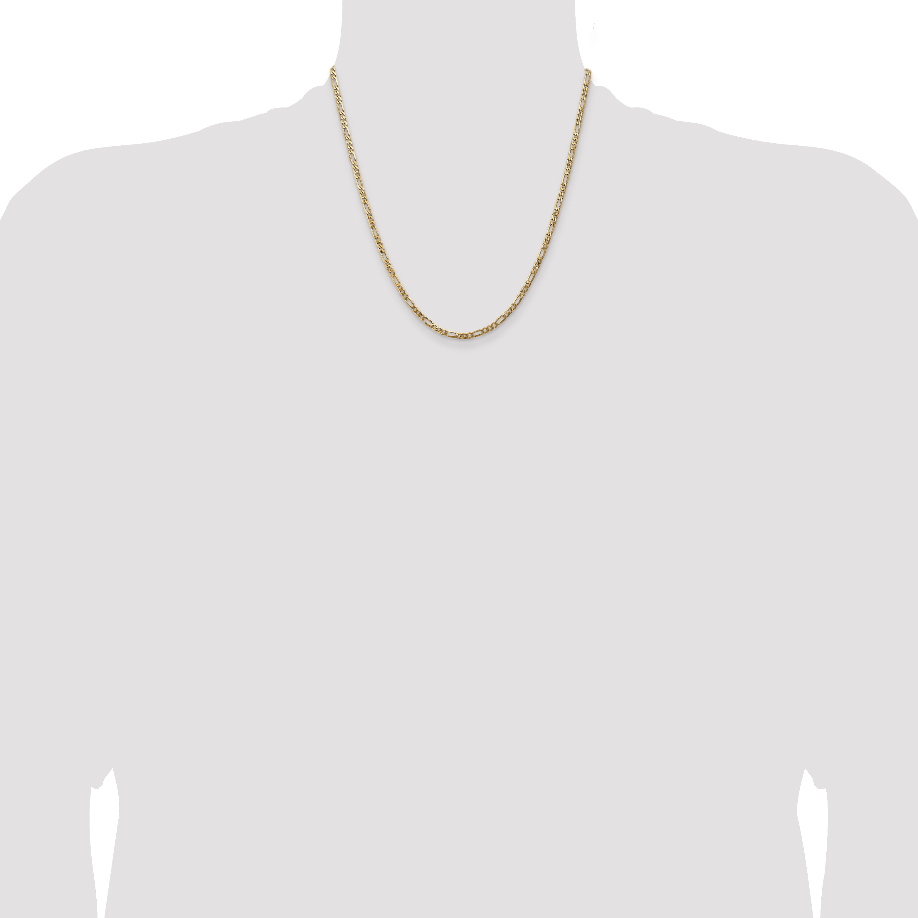 14k 3mm Flat Figaro Chain