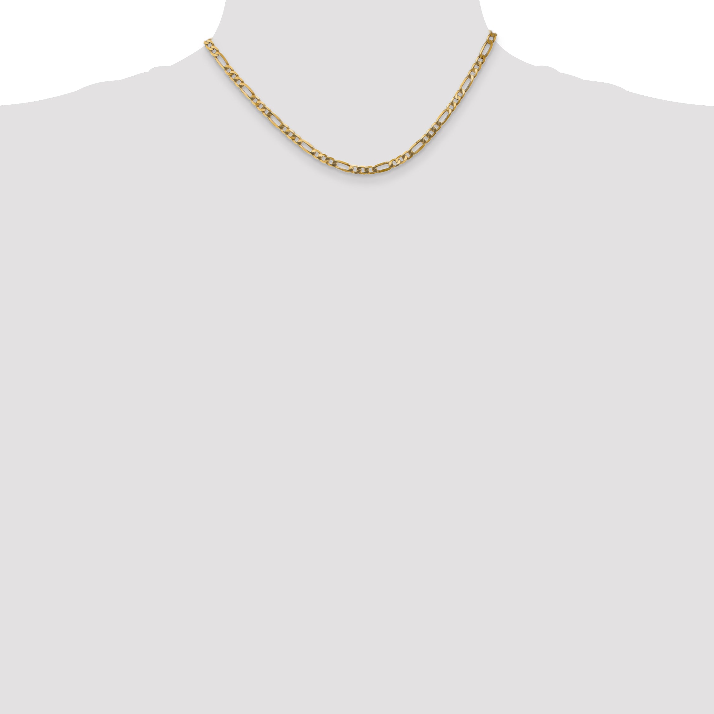 14k 4mm Flat Figaro Chain