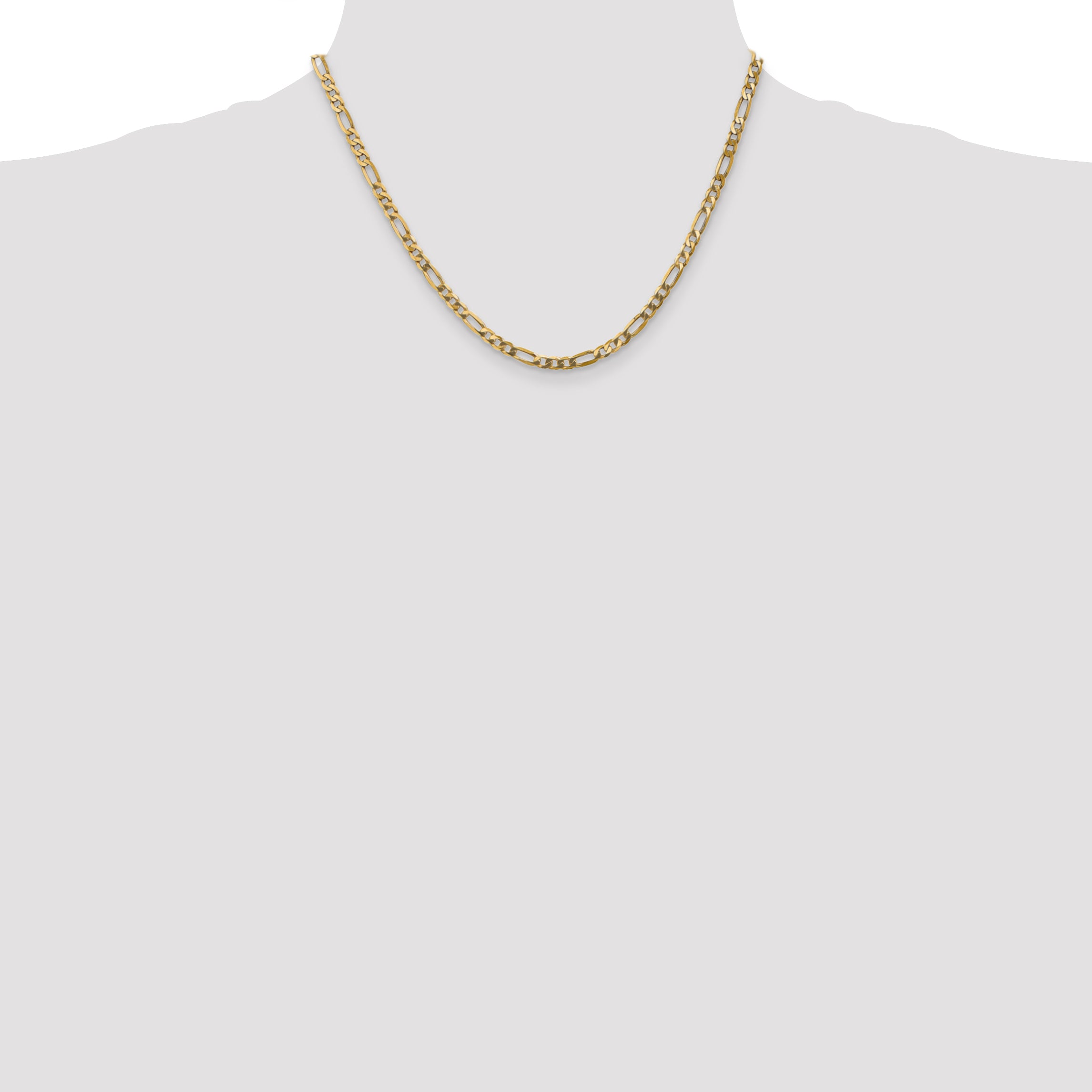 14k 4mm Flat Figaro Chain