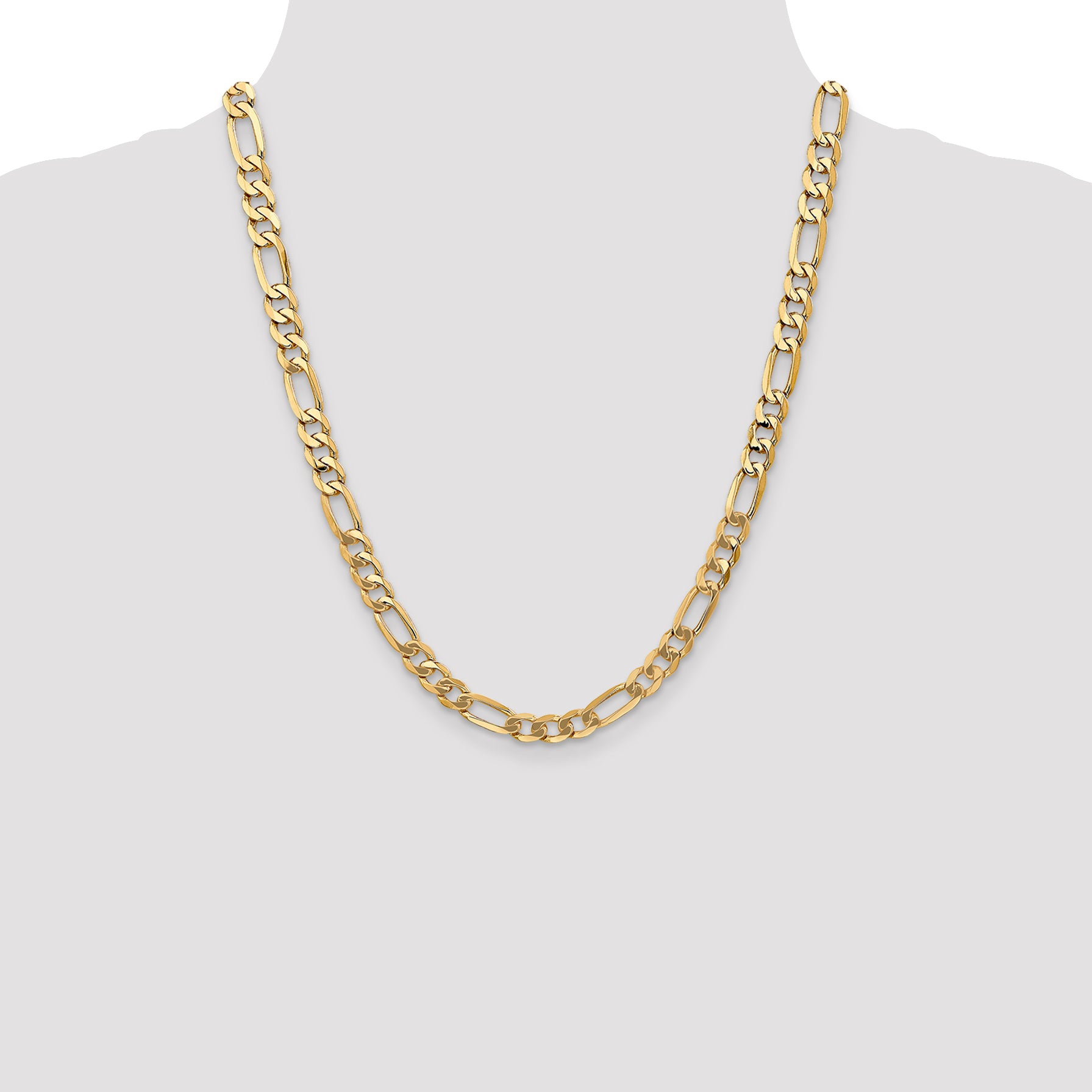 14k 7mm Flat Figaro Chain
