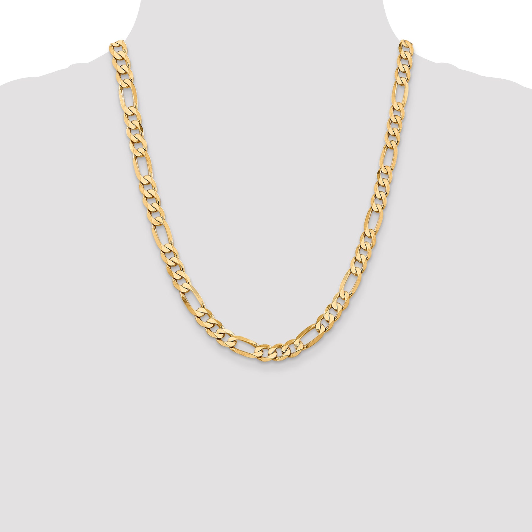 14k 7.5mm Flat Figaro Chain