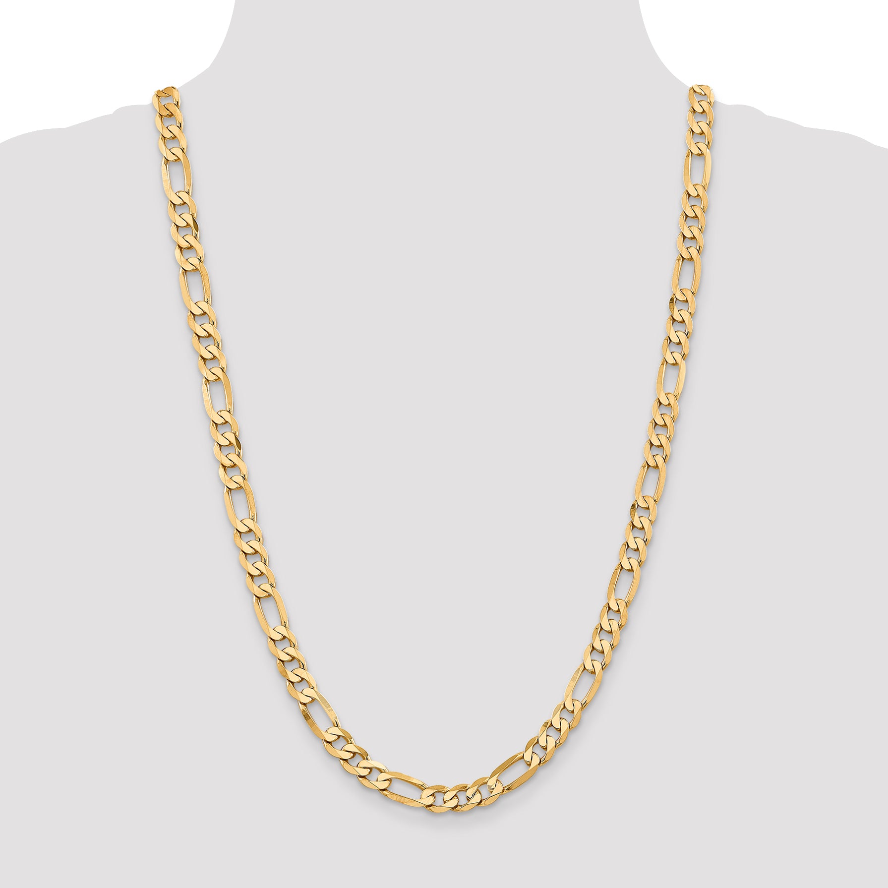 14k 7.5mm Flat Figaro Chain