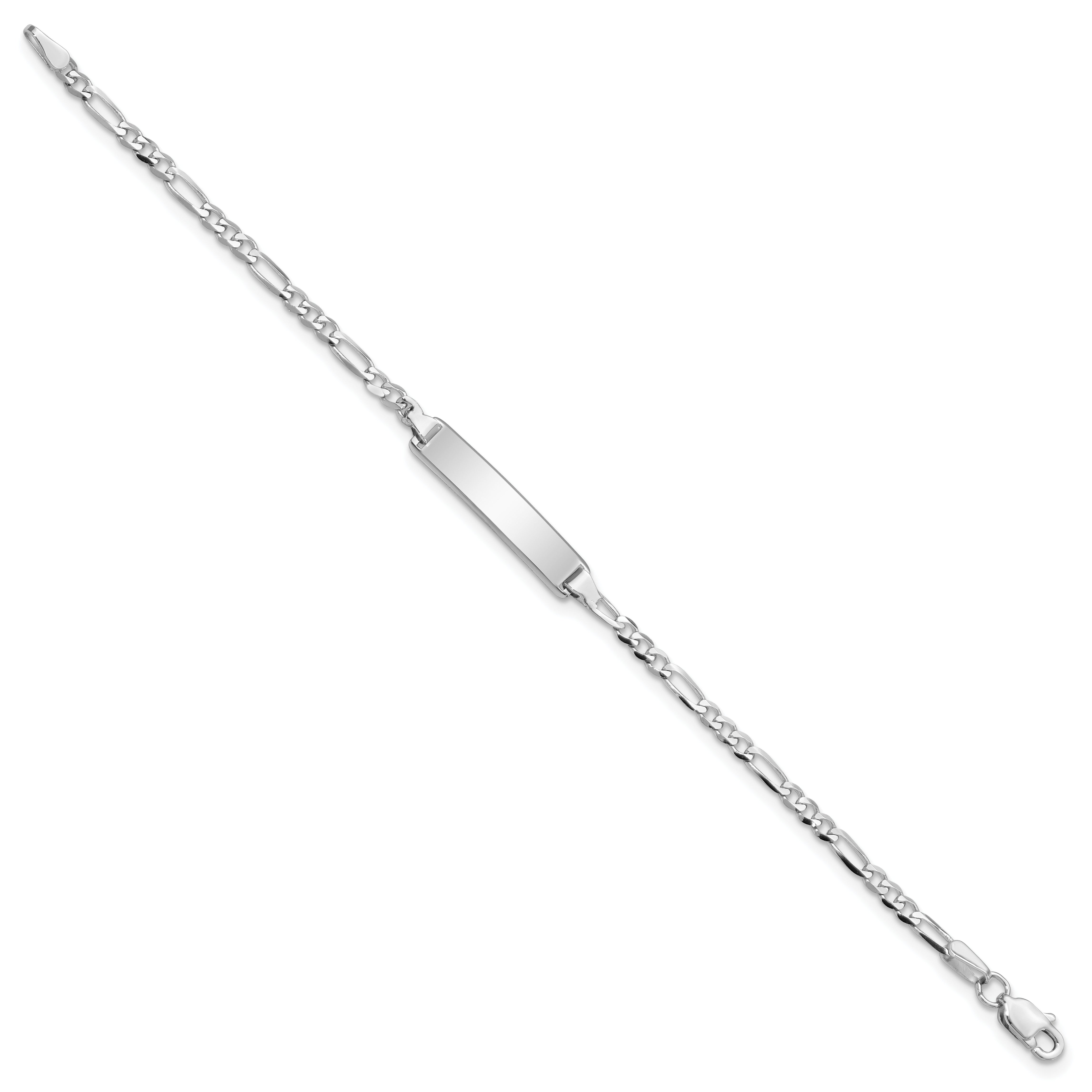 14k WG Figaro Link ID Bracelet