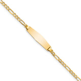 14k Soft Diamond Shape Figaro ID Bracelet