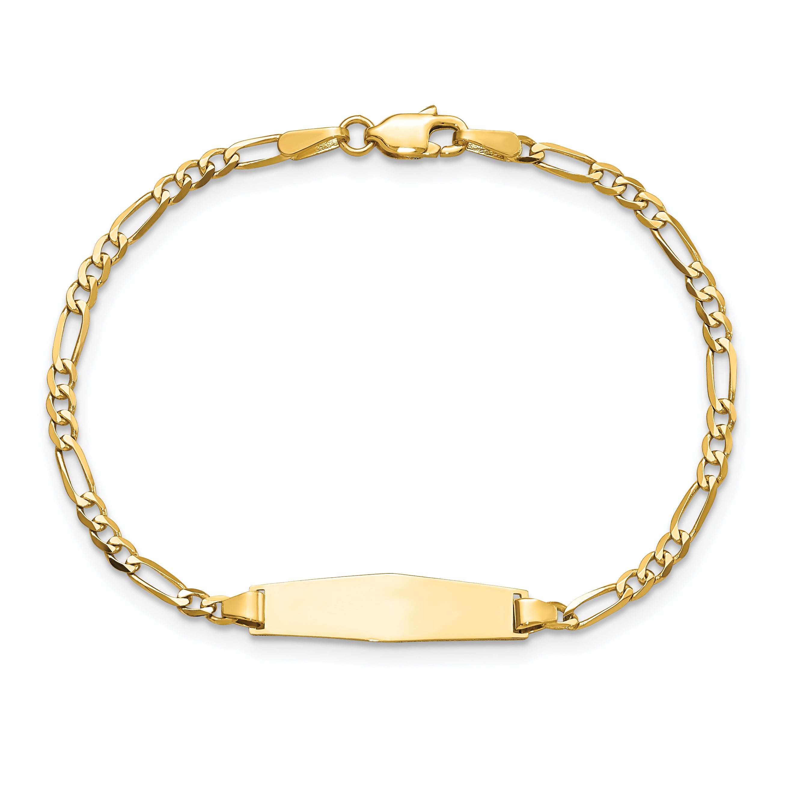 14k Soft Diamond Shape Figaro ID Bracelet