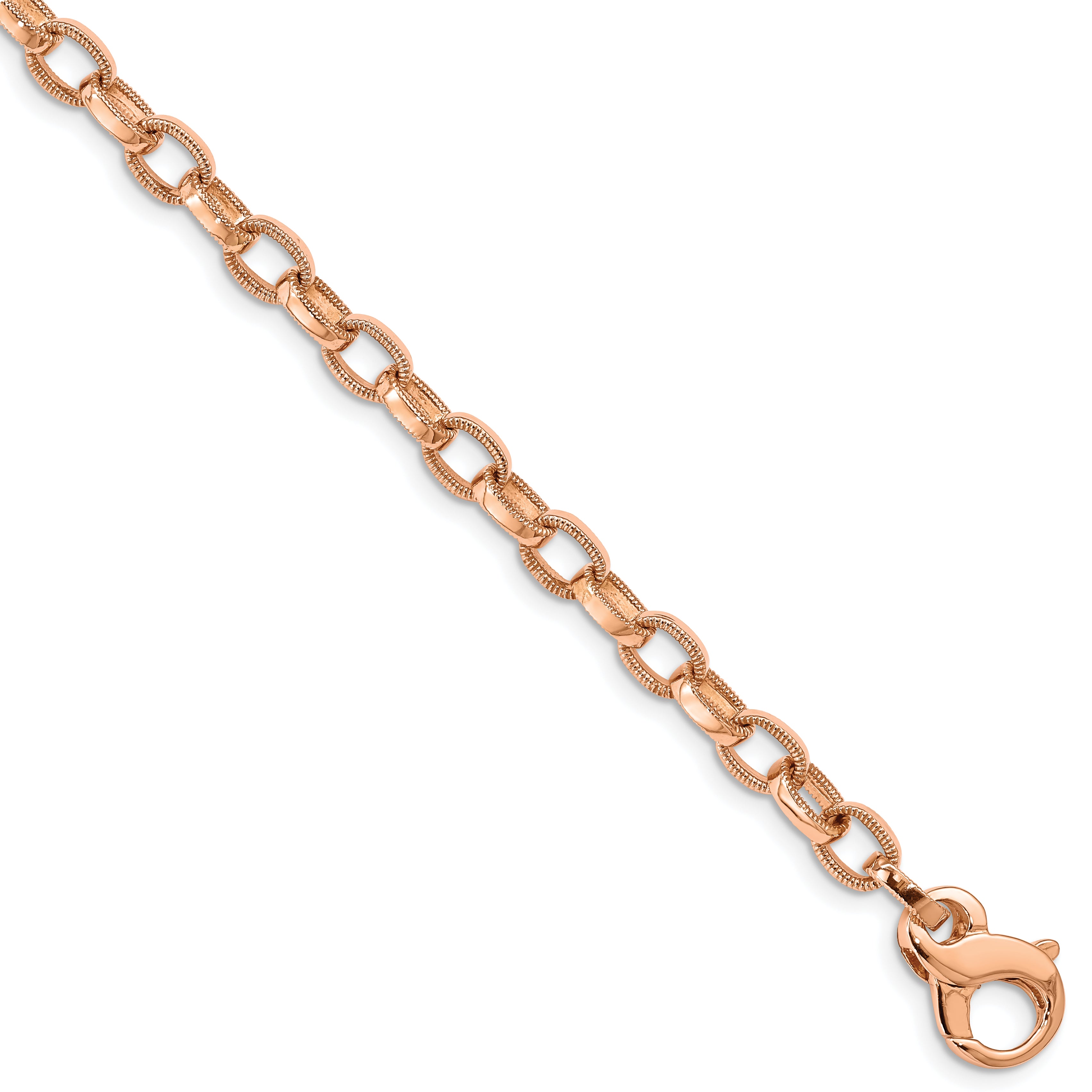 14k Rose Gold 5.0mm Fancy Link Hand Polished Necklace