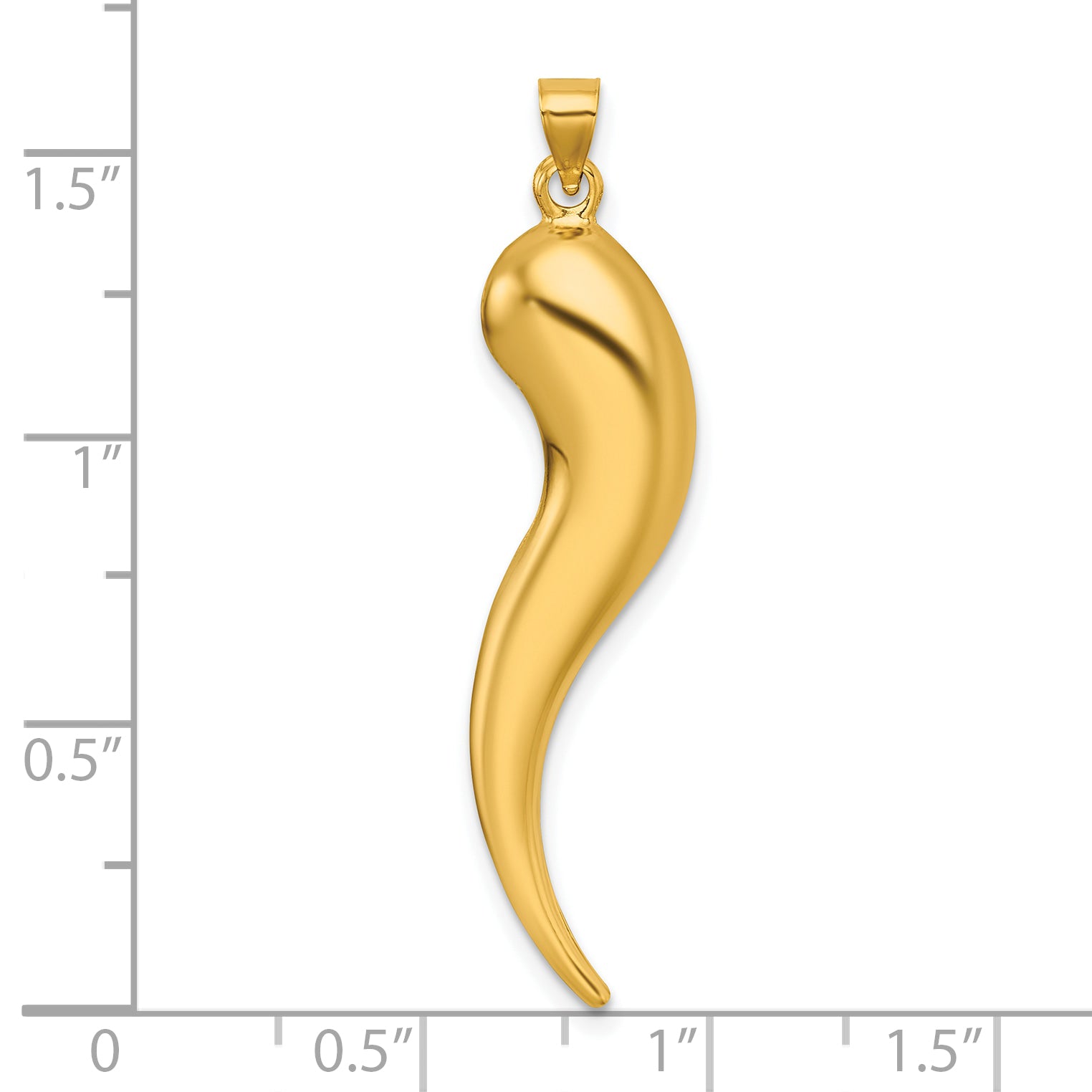 14k Polished Hollow Italian Horn Pendant