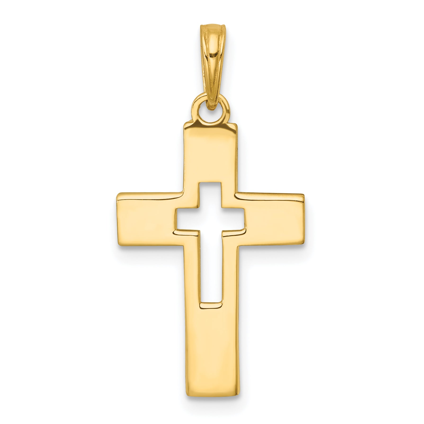 14K Polished Cut-Out Cross Charm