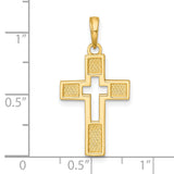 14K Polished Cut-Out Cross Charm
