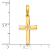 14K w/Rhodium D/C Cross Pendant