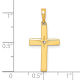 14K w/Rhodium D/C Cross Pendant