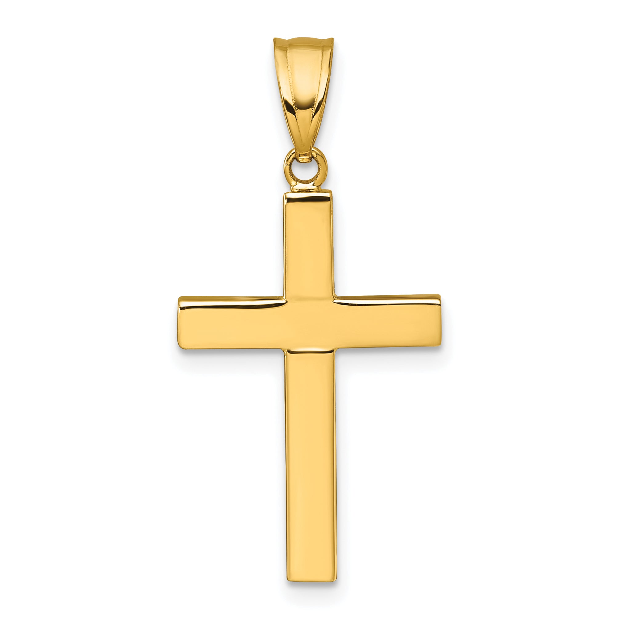 14K Polished Hollow Cross Pendant