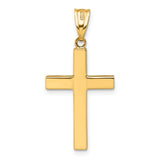 14K Polished Hollow Cross Pendant