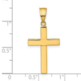14K Polished Hollow Cross Pendant