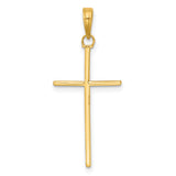 14K 3-D and Polished Stick Cross Charm