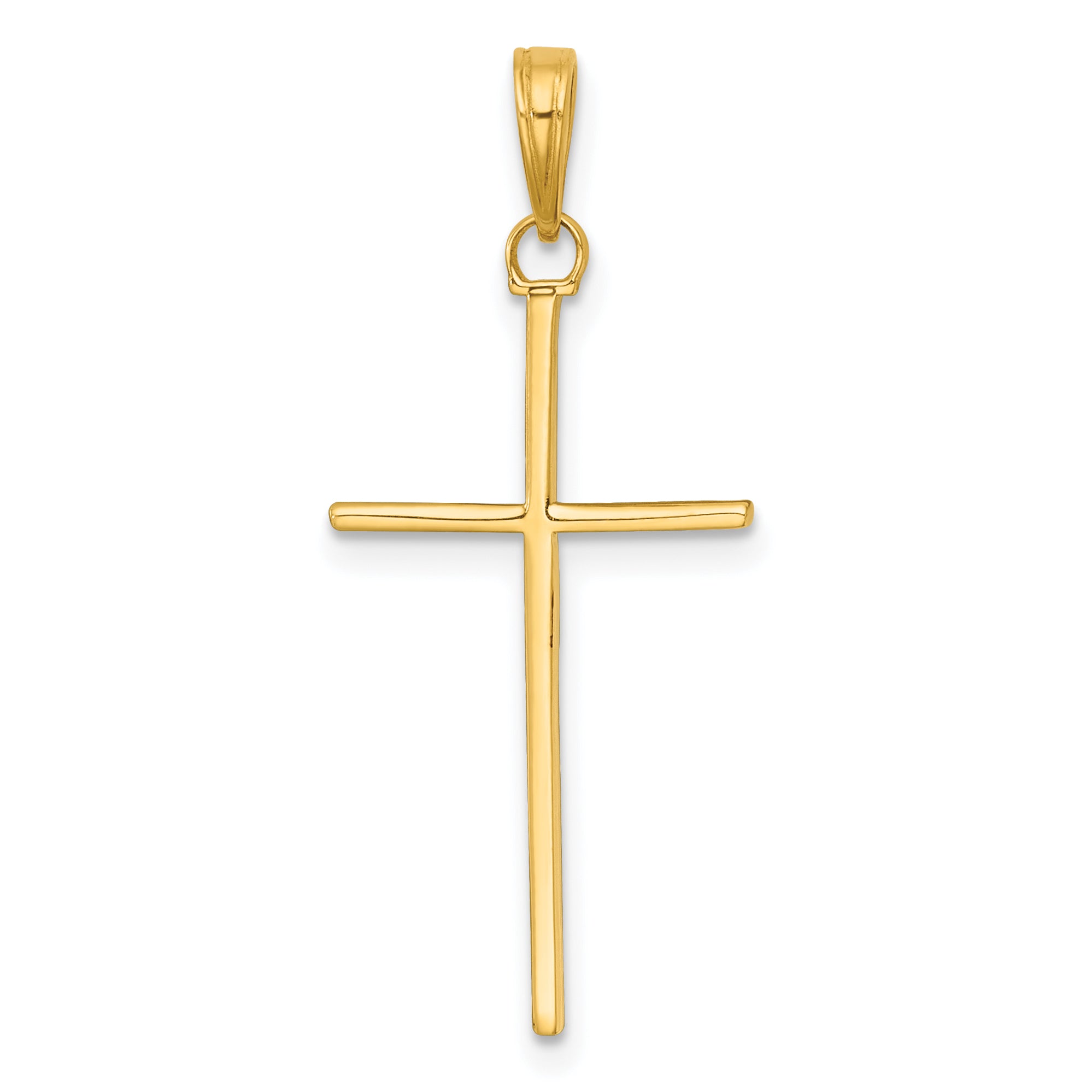 14K 3-D and Polished Stick Cross Charm