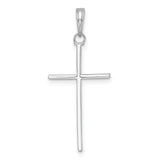 14K White Gold 3-D and Polished Stick Cross Charm
