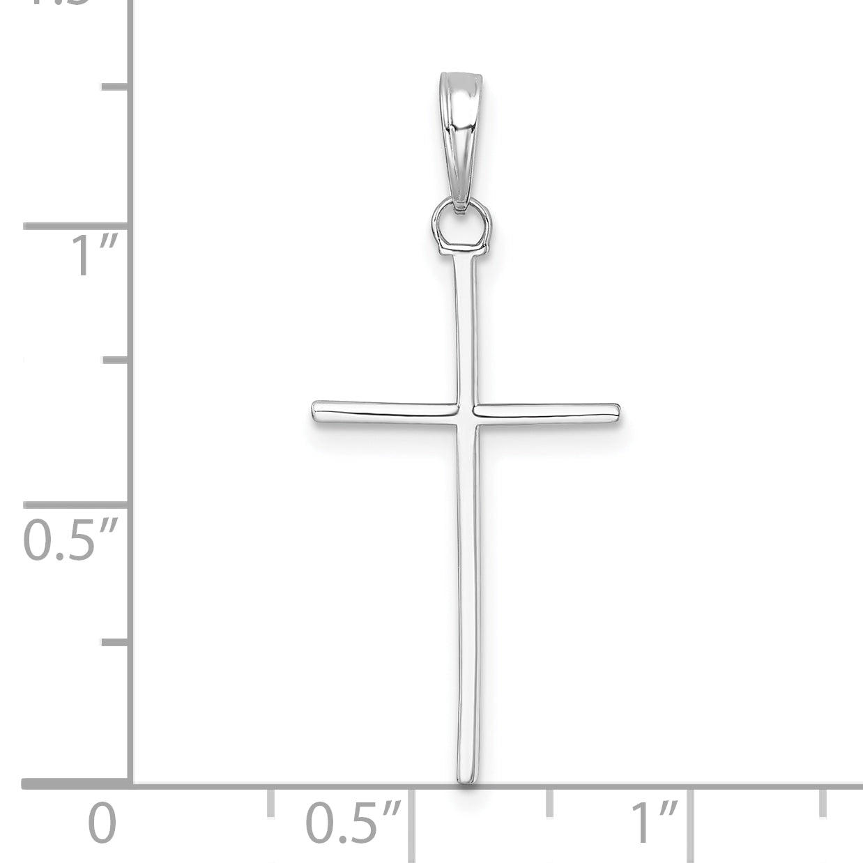 14K White Gold 3-D and Polished Stick Cross Charm