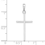 14K White Gold 3-D and Polished Stick Cross Charm