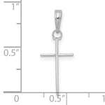 14K White Gold 3-D and Polished Stick Cross Charm