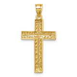 14k Polished Diamond-cut Textured Fancy Cross Pendant