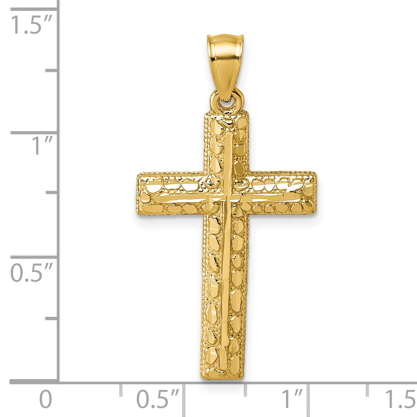 14k Polished Diamond-cut Textured Fancy Cross Pendant
