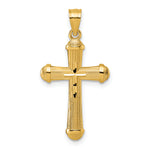 14k Polished and D/C Grooved Cross Pendant
