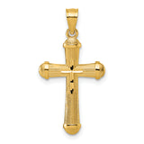 14k Polished and D/C Grooved Cross Pendant