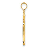 14k Polished and D/C Grooved Cross Pendant