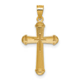 14k Polished and D/C Grooved Cross Pendant