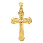 14k Polished Diamond-cut Textured Fancy Cross Pendant