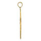 14k Polished Diamond-cut Textured Fancy Cross Pendant